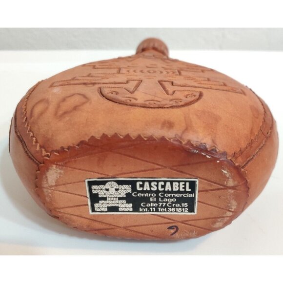 Vtg Leather Tooled Wrapped Wine/Liquor Decanter Columbian Souvenir Art Bottle - Picture 15 of 16